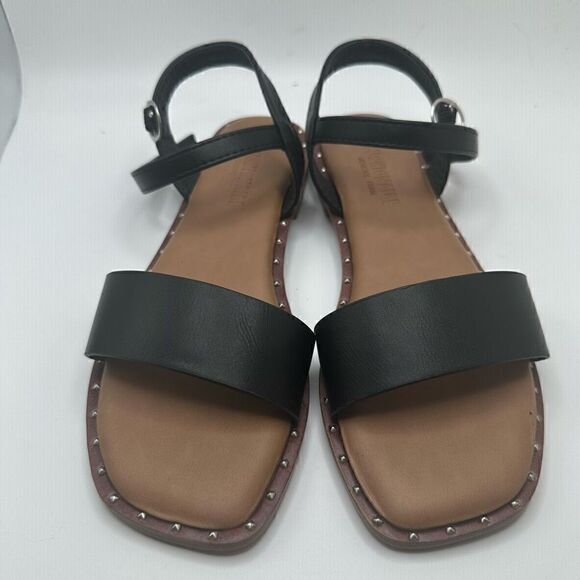 CUSHIONAIRE Women's one band sandal +Memory Foam 6 BLACK - Picture 2 of 7